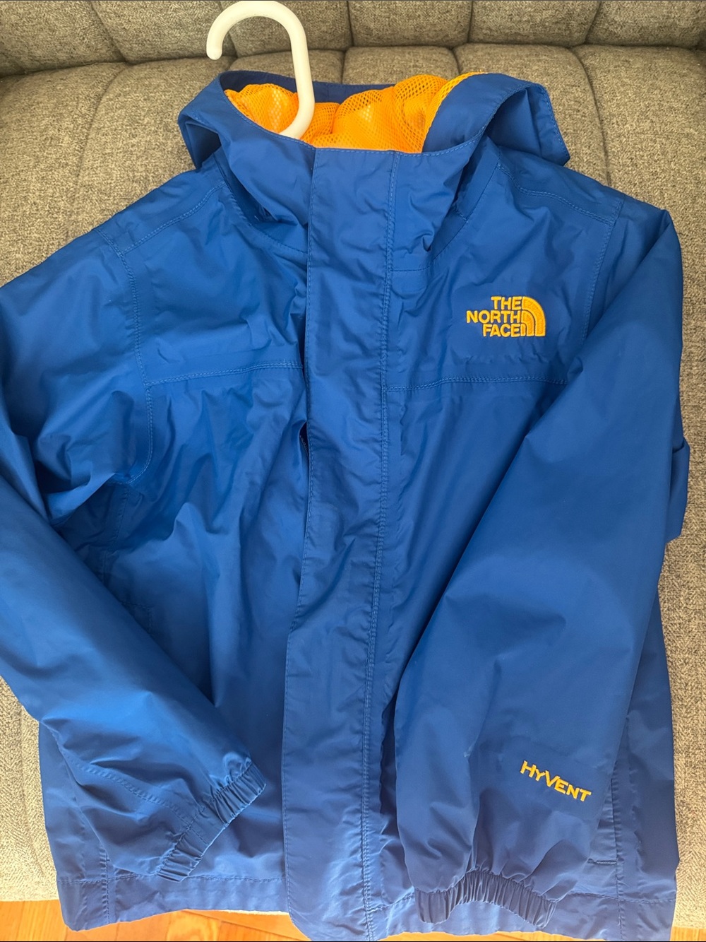 Like New - The North Face Kids Blue Raincoat with Yellow Accents